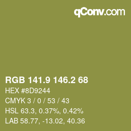 カラーコード: RGB 141.9 146.2 68 | qconv.com
