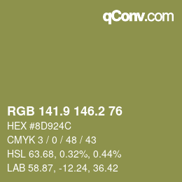 カラーコード: RGB 141.9 146.2 76 | qconv.com