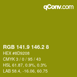カラーコード: RGB 141.9 146.2 8 | qconv.com