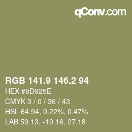カラーコード: RGB 141.9 146.2 94 | qconv.com