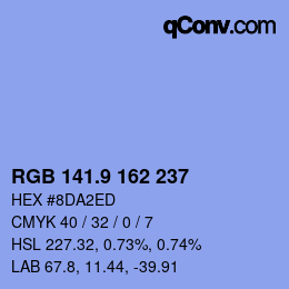 カラーコード: RGB 141.9 162 237 | qconv.com