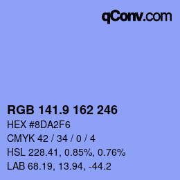 カラーコード: RGB 141.9 162 246 | qconv.com