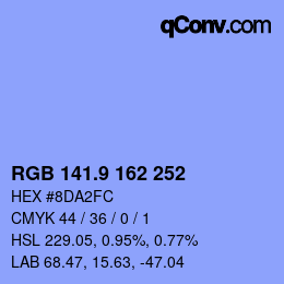 カラーコード: RGB 141.9 162 252 | qconv.com