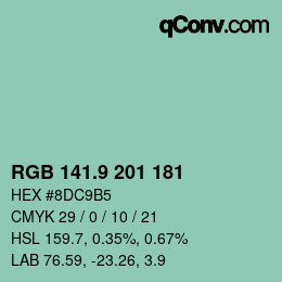 カラーコード: RGB 141.9 201 181 | qconv.com
