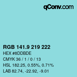 Color code: RGB 141.9 219 222 | qconv.com