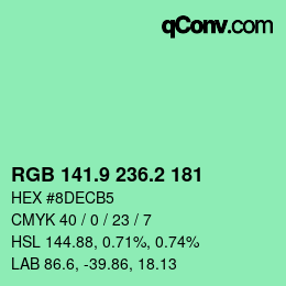 カラーコード: RGB 141.9 236.2 181 | qconv.com