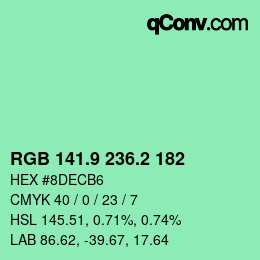 カラーコード: RGB 141.9 236.2 182 | qconv.com