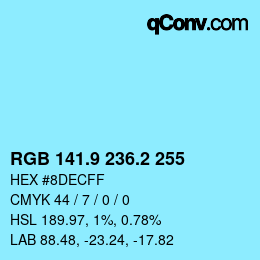 Color code: RGB 141.9 236.2 255 | qconv.com