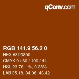 Color code: RGB 141.9 56.2 0 | qconv.com