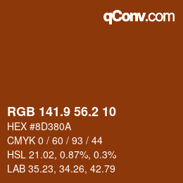 Color code: RGB 141.9 56.2 10 | qconv.com