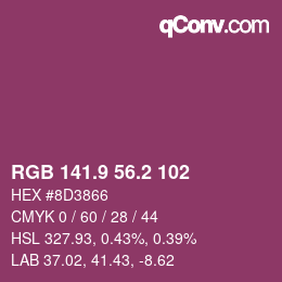 カラーコード: RGB 141.9 56.2 102 | qconv.com