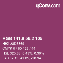 カラーコード: RGB 141.9 56.2 105 | qconv.com