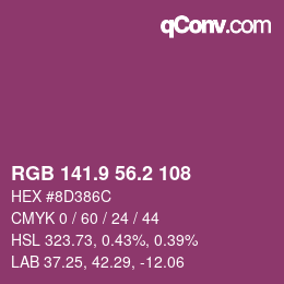 カラーコード: RGB 141.9 56.2 108 | qconv.com