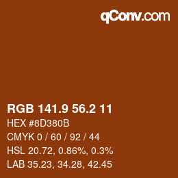 カラーコード: RGB 141.9 56.2 11 | qconv.com