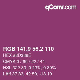 カラーコード: RGB 141.9 56.2 110 | qconv.com