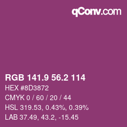 カラーコード: RGB 141.9 56.2 114 | qconv.com