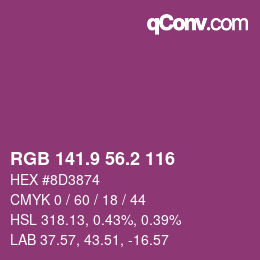 カラーコード: RGB 141.9 56.2 116 | qconv.com