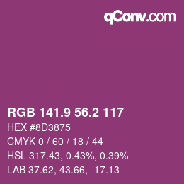 カラーコード: RGB 141.9 56.2 117 | qconv.com