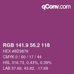 カラーコード: RGB 141.9 56.2 118 | qconv.com