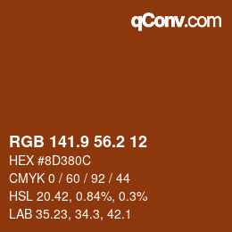 Color code: RGB 141.9 56.2 12 | qconv.com