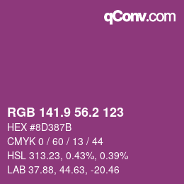 カラーコード: RGB 141.9 56.2 123 | qconv.com