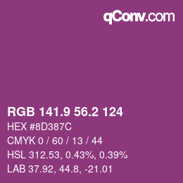 カラーコード: RGB 141.9 56.2 124 | qconv.com