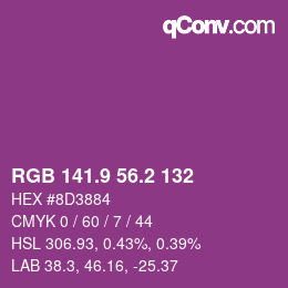 カラーコード: RGB 141.9 56.2 132 | qconv.com