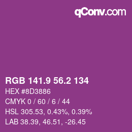 カラーコード: RGB 141.9 56.2 134 | qconv.com