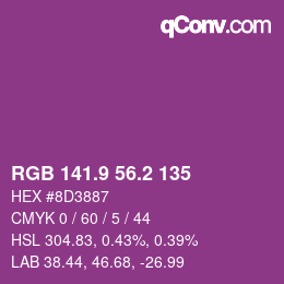 カラーコード: RGB 141.9 56.2 135 | qconv.com
