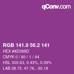 カラーコード: RGB 141.9 56.2 141 | qconv.com