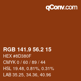Color code: RGB 141.9 56.2 15 | qconv.com