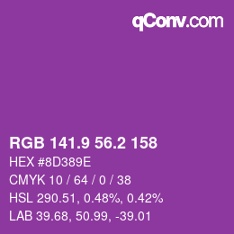 カラーコード: RGB 141.9 56.2 158 | qconv.com