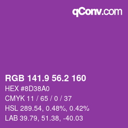 カラーコード: RGB 141.9 56.2 160 | qconv.com