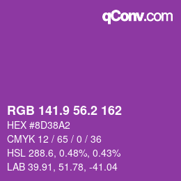 カラーコード: RGB 141.9 56.2 162 | qconv.com