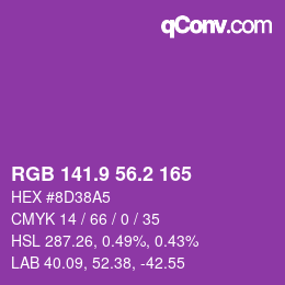 カラーコード: RGB 141.9 56.2 165 | qconv.com