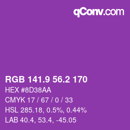 カラーコード: RGB 141.9 56.2 170 | qconv.com