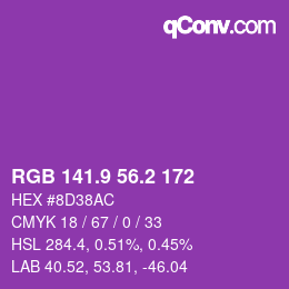 カラーコード: RGB 141.9 56.2 172 | qconv.com