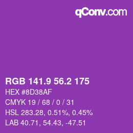 カラーコード: RGB 141.9 56.2 175 | qconv.com