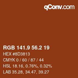 カラーコード: RGB 141.9 56.2 19 | qconv.com