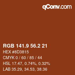 カラーコード: RGB 141.9 56.2 21 | qconv.com