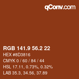 カラーコード: RGB 141.9 56.2 22 | qconv.com