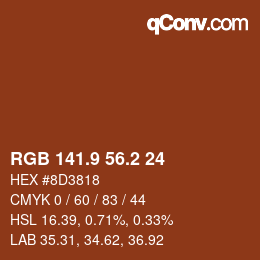 Color code: RGB 141.9 56.2 24 | qconv.com