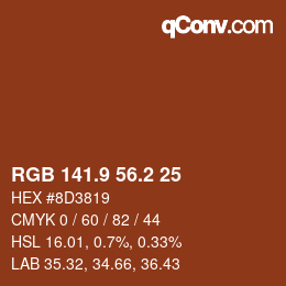 Color code: RGB 141.9 56.2 25 | qconv.com