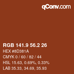 カラーコード: RGB 141.9 56.2 26 | qconv.com
