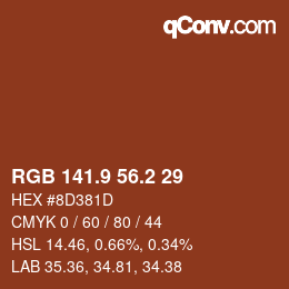 Color code: RGB 141.9 56.2 29 | qconv.com