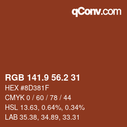 カラーコード: RGB 141.9 56.2 31 | qconv.com