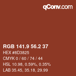 カラーコード: RGB 141.9 56.2 37 | qconv.com