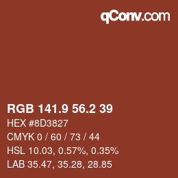 Color code: RGB 141.9 56.2 39 | qconv.com