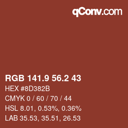 Color code: RGB 141.9 56.2 43 | qconv.com