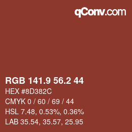 Color code: RGB 141.9 56.2 44 | qconv.com